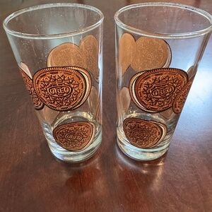 Set of 2 Vintage Oreo Cookie 12oz glass tumblers 5.5”